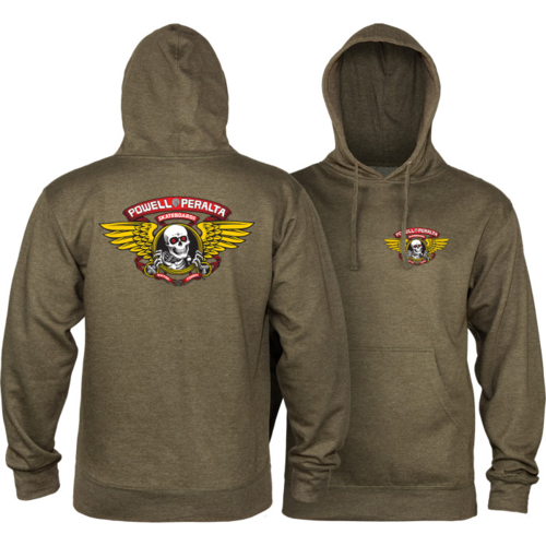 Powell Peralta Winged Ripper Hooded Sweatshirt Mid Weight Army Heather